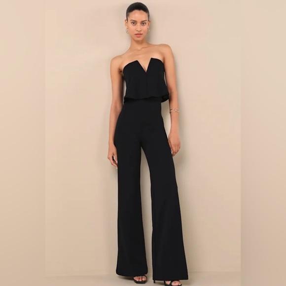 Lulus Pants - Lulus Power of Love Black Strapless Jumpsuit
